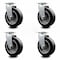 Service Caster 6 Inch Rubber on Aluminum Wheel Swivel Caster Set with Roller Bearings SCC SCC-20S620-RAR-4 - alternate 1